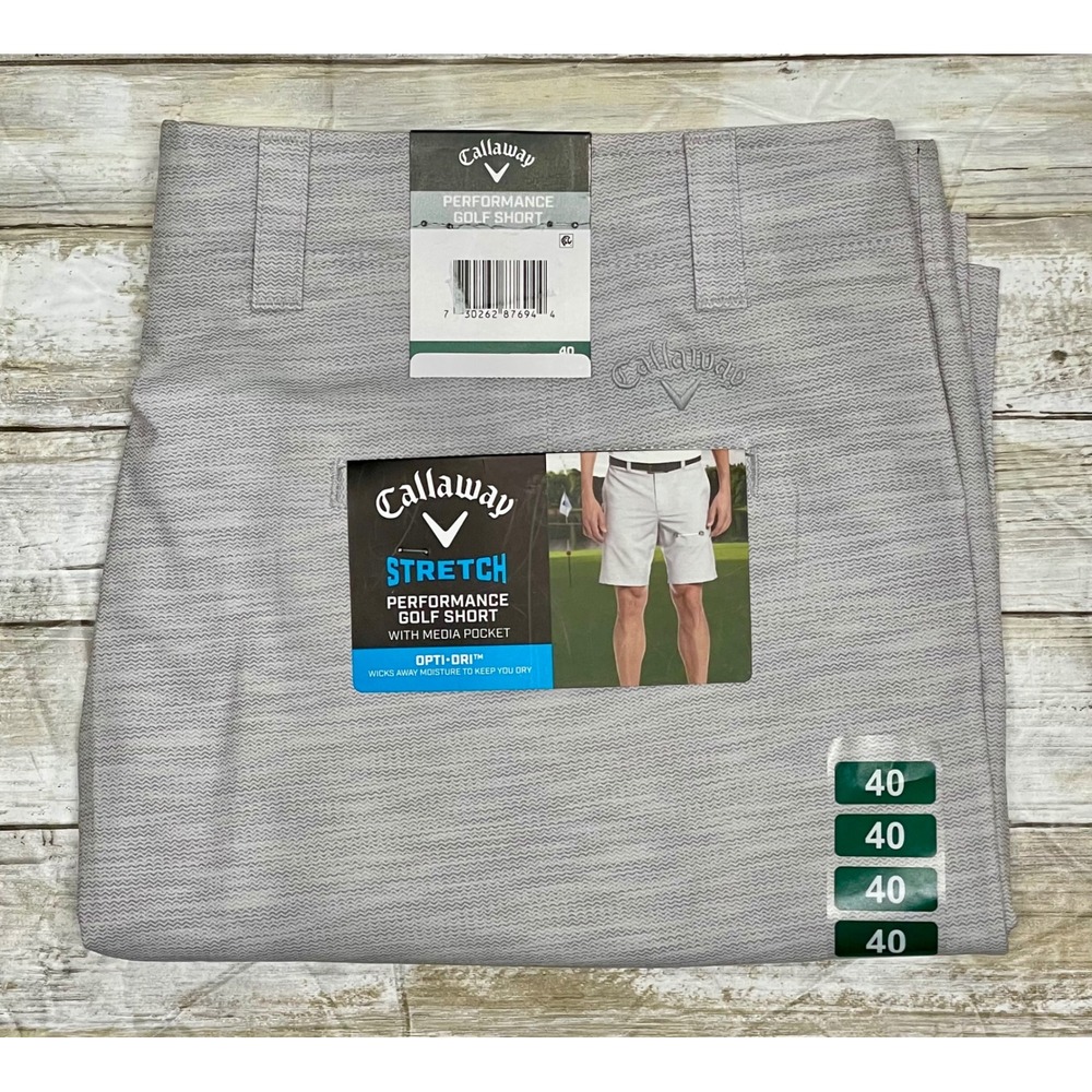 Callaway Men's Performance Golf Shorts Stretch Heather Gray Size 40w 9"L NWT‎